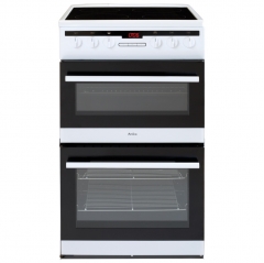 amica afc5550wh 50cm freestanding electric double oven with ceramic hob in white