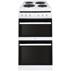amica afs5500wh 50cm double electric oven with electric hob in white